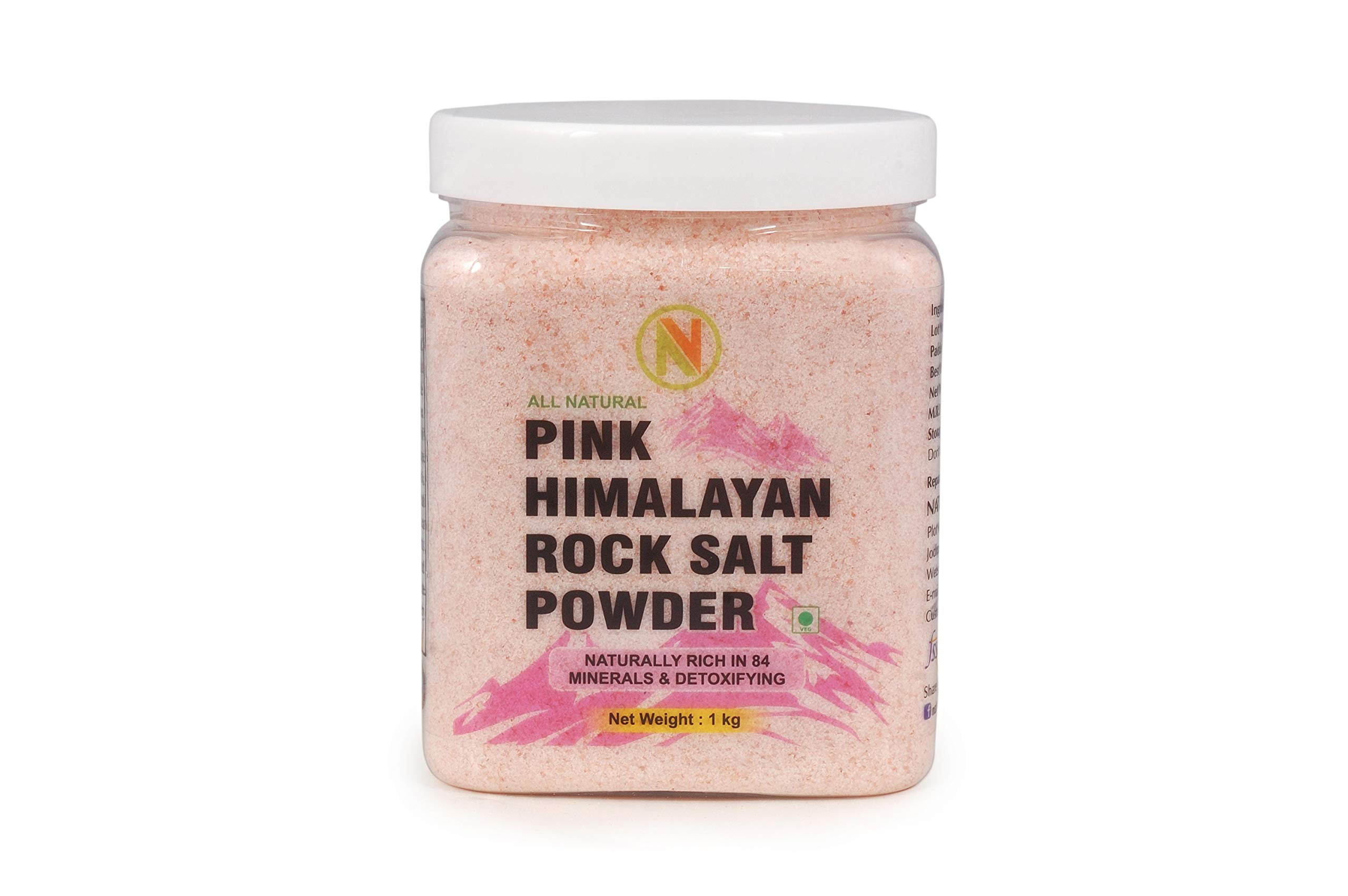 Naturevit Himalayan Pink Rock Salt Powder, 1 Kg [Jar Pack] [For Healthy Cooking, Weight Loss