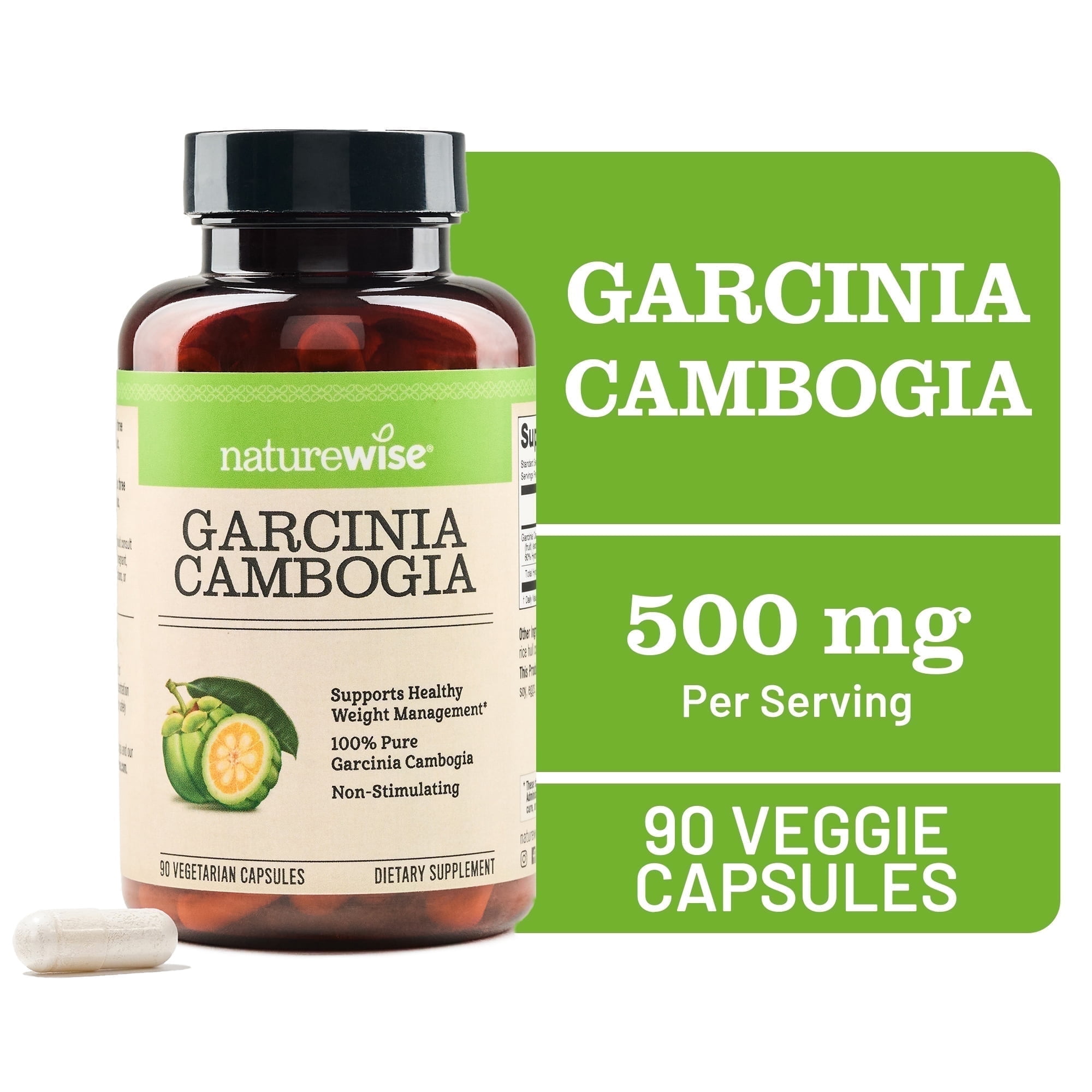 NatureWise Garcinia Cambogia - 60% HCA - Vegan, Non-GMO - 90 Capsules[30-Day Supply]