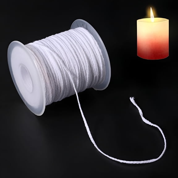 Naturexa Organic Cotton DIY Natural Candle Braided Wicks Twine String Spools Rope for Candle and Candle Making 61m Spool Cotton Thread Braid Wick Core Handmade Candle Making Supplies