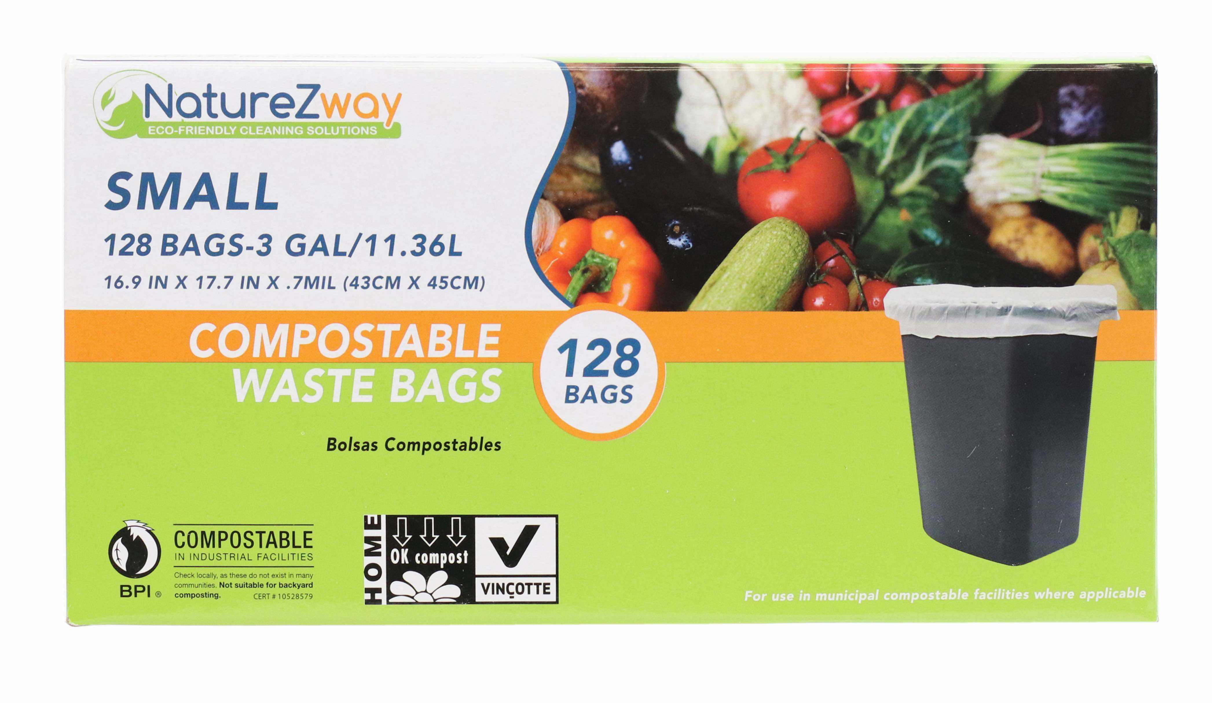 Naturezway Compostable Trash Bag, 3 Gallon, 128 Count