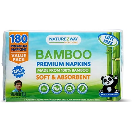 Naturezway - Napkin Bmboo White 180ct - Case of 12-180 CT