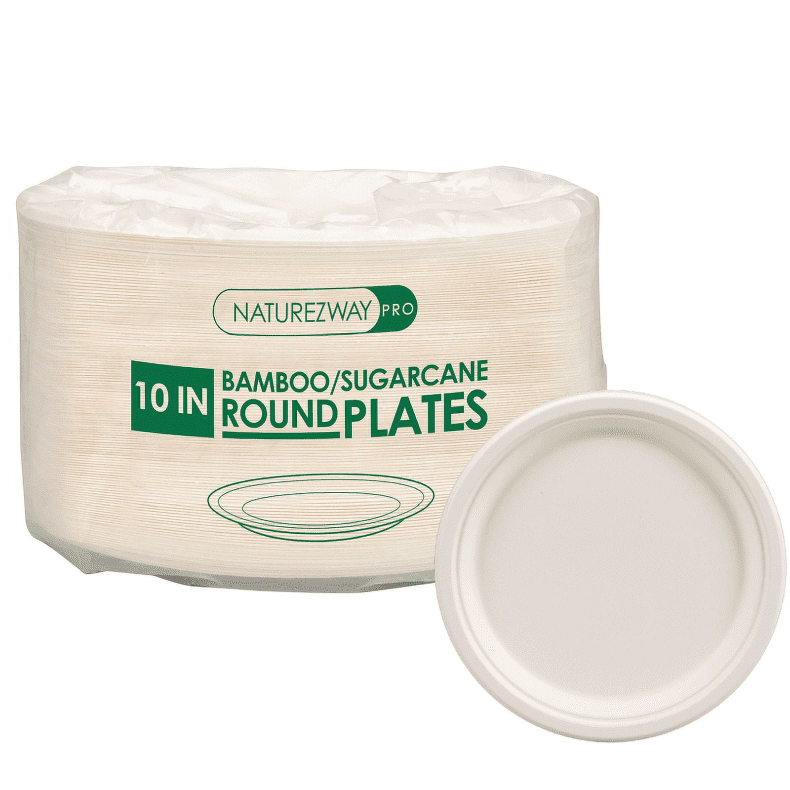 Naturezway Pro (10") (125 Pack) Bamboo & Sugarcane Round Plates Leak