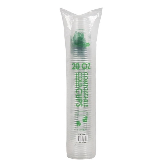 NATUREZWAY Pro 20 oz Compostable Cold Cups, 1000 Count