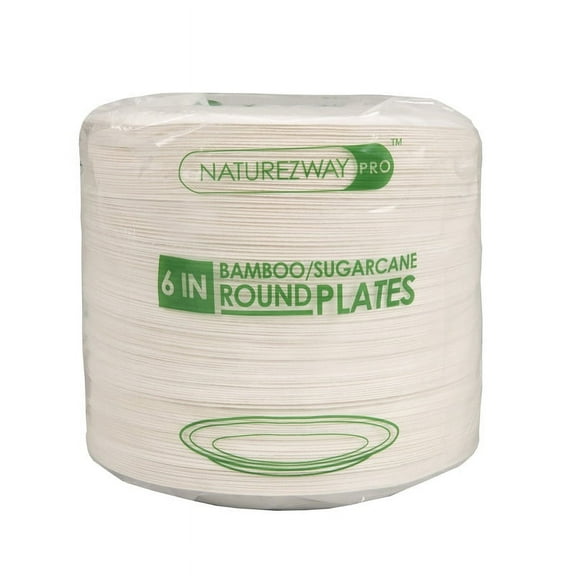 Compostable 6" Round Plates (1000 Pack) | Eco-Friendly for Institutional Use
