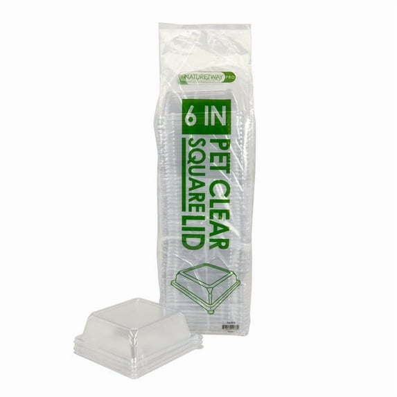 Eco-Friendly 6" Square Take-Out Container Lid (125 Pack) | for Food & Beverage Lids