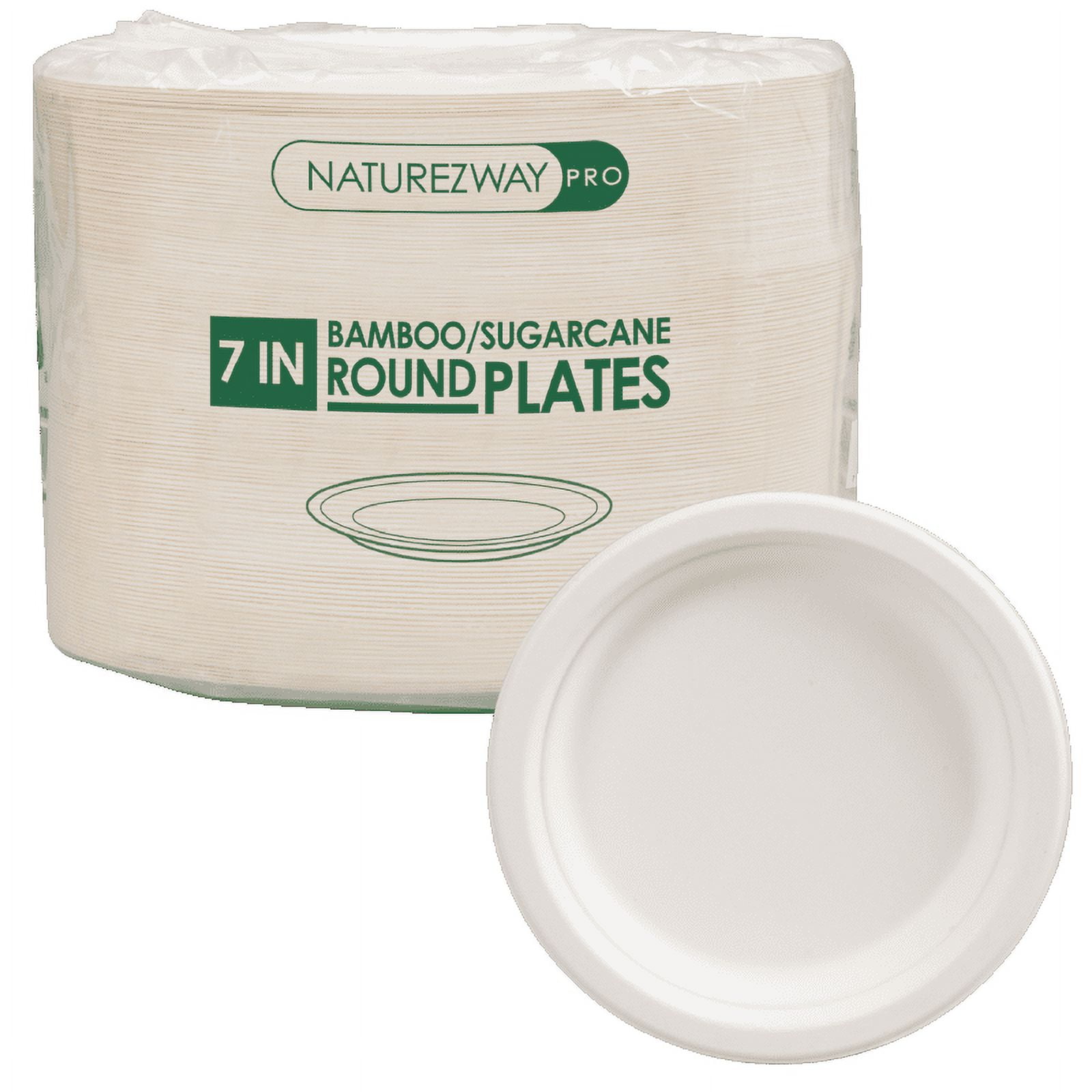 Naturezway Pro (7") (125 Pack) Bamboo & Sugarcane Round Plates Leak