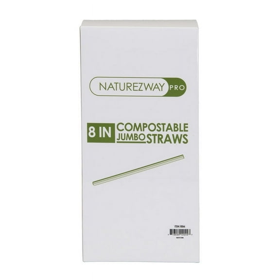 Eco-Friendly  8" Jumbo Straws, 3000 Pack - Individually Wrapped, Plant-Based, Restaurant Grade, Eco-Friendly, Durable for Smoothies & Cold Beverages