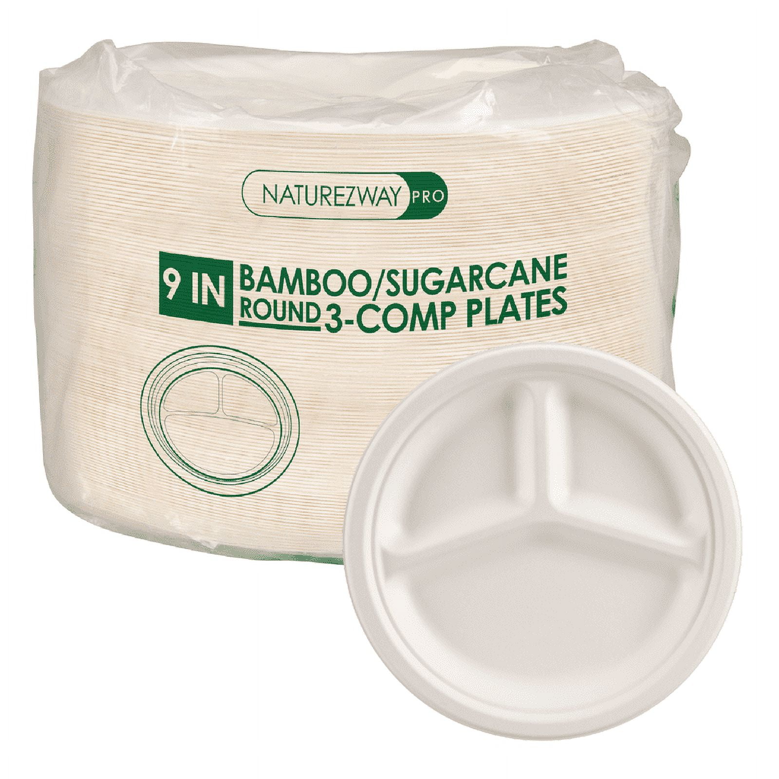 Naturezway Pro (9") (125 Pack) Bamboo & Sugarcane Round Plates (3