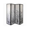thumbnail image 1 of Naturistic Print Wood and Paper 4 Panel Room Divider, White and Black - Saltoro Sherpi, 1 of 5