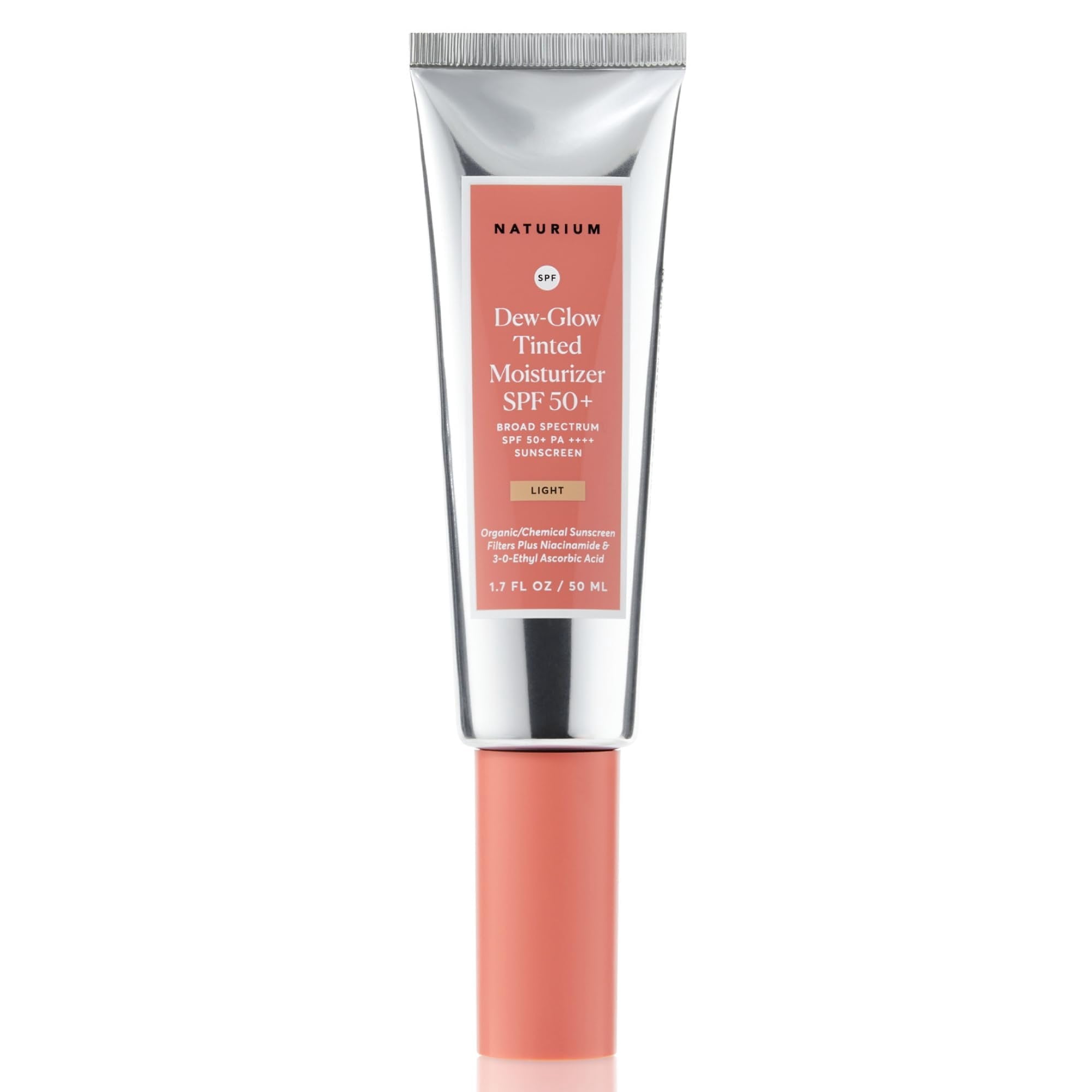 Naturium Dew-Glow Tinted Moisturizer SPF 50+ Light, Daily Moisturizing Sunscreen & Face Primer with Tint, Skin Protector with Dewy Finish, 1.7 oz