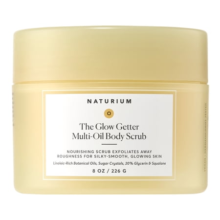 Naturium Glow Getter Body Scrub, Exfoliating Sugar Crystals with Linoleic-Rich Oils, Glycerin & Squalane, 8 oz