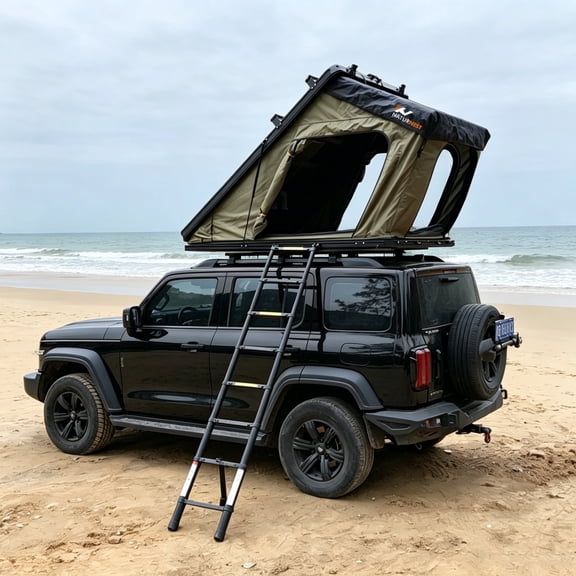 Naturnest Vehicle Roof Top Tent Polaris 2 Aluminum Hard Shell with AC Port & 3-Layer Mattress for SUV Truck Jeep Van Camping