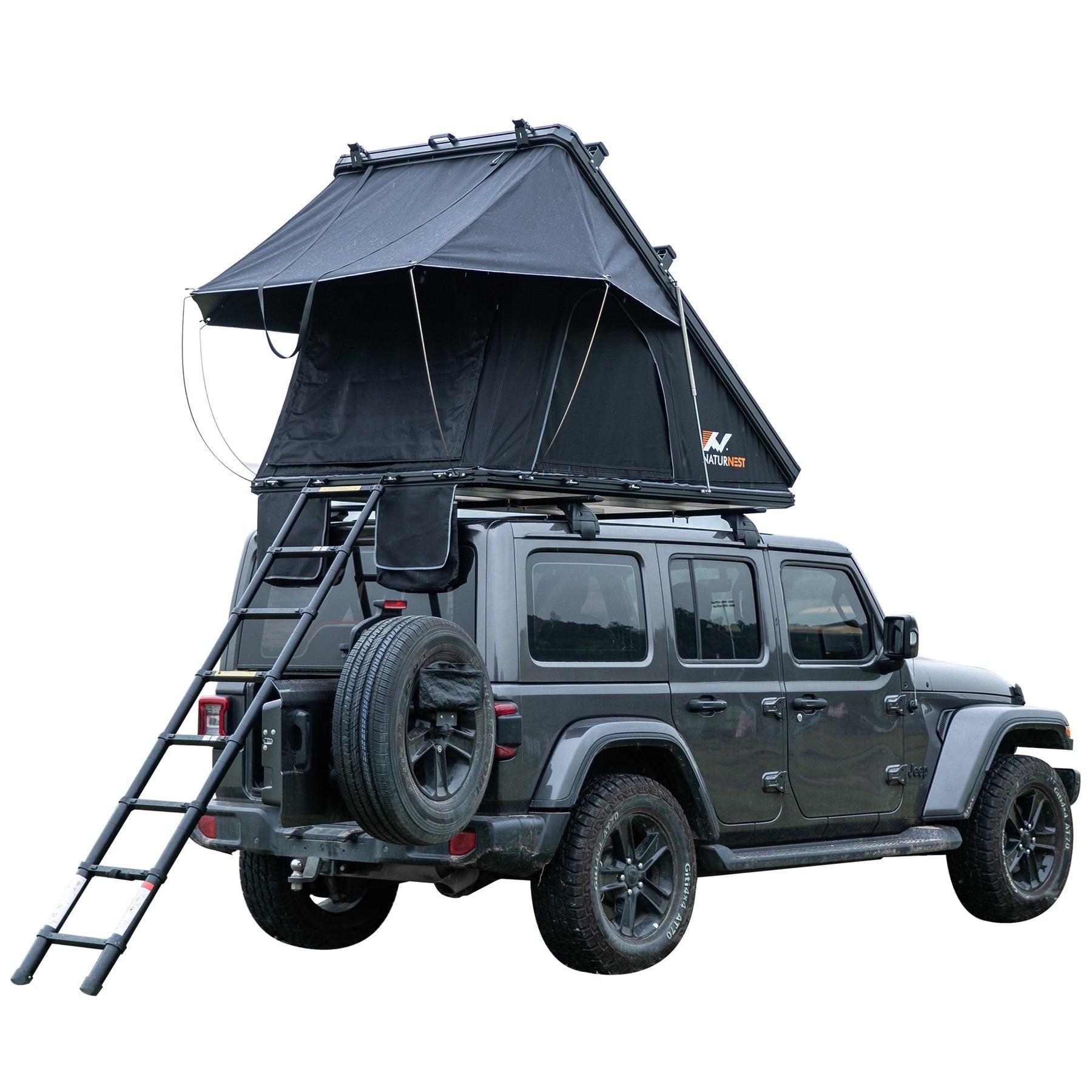Naturnest Polaris1 Hardshell Rooftop Tent with 2 Luggage Racks, Car Roof Top Tent with AC Inlets, 3-Color LED Lights and Internal USB Plug for Vans, Jeeps, SUVs and Trucks, 2-3 Person Tent