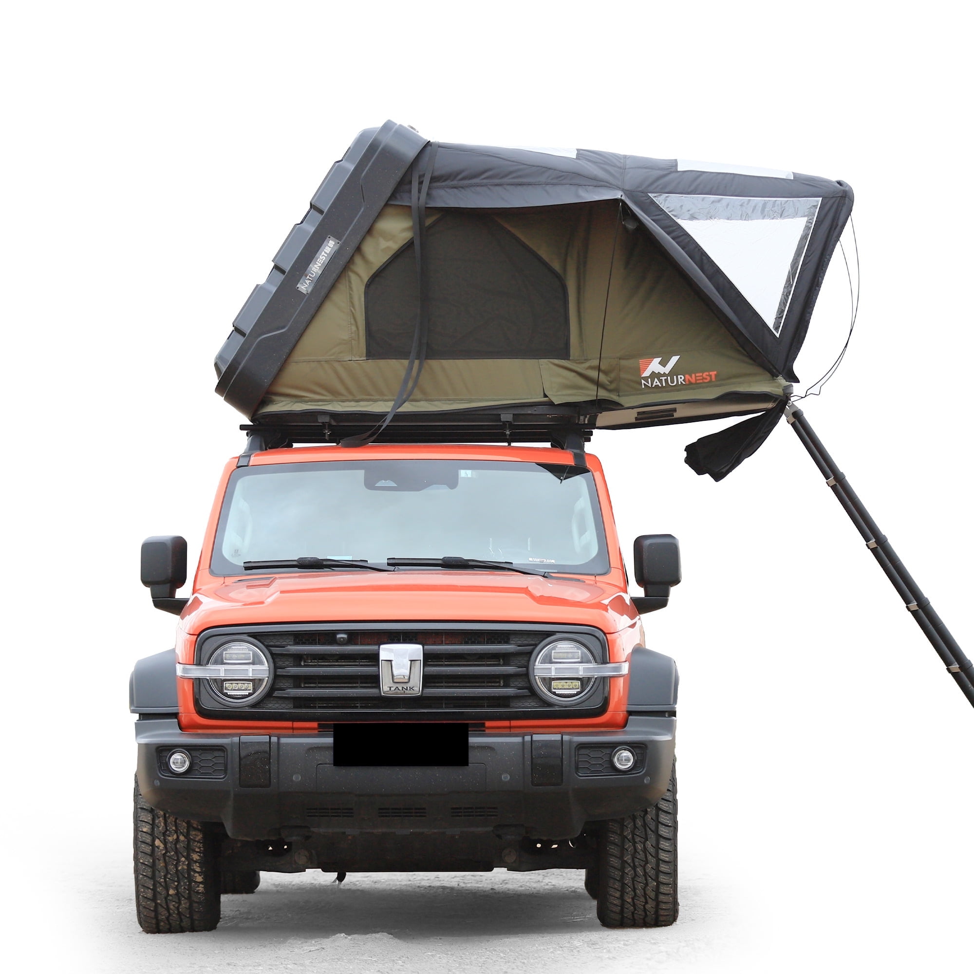 Naturnest Rooftop Tent HardShell with Luggage Rack,Camping Tent for Van Suv Truck Car Vehicle Outdoor, 2-3 Person