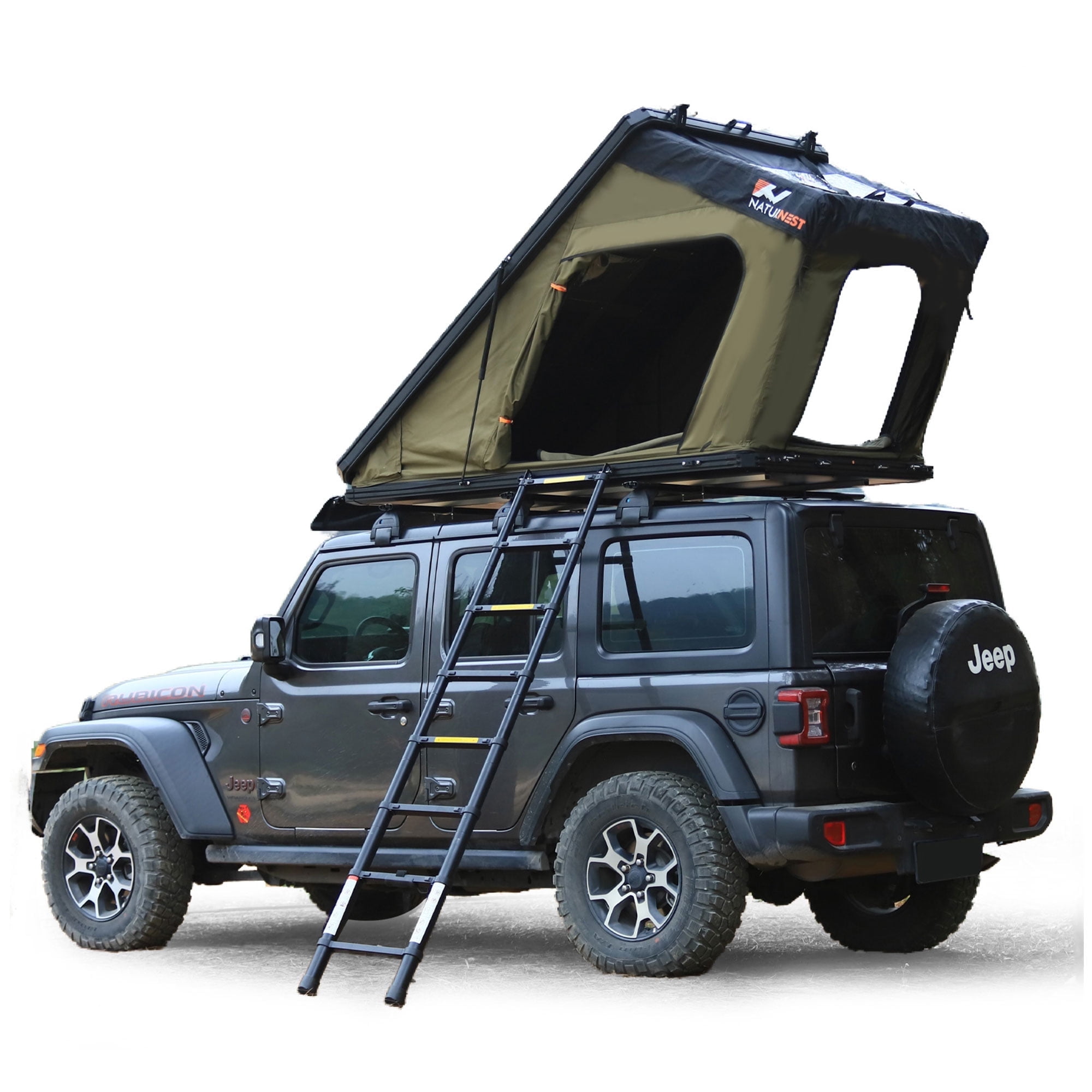 Naturnest Rooftop Tent Hardshell, Enlarged Area Roof Top Tent with Luggage Rack, Roof Tent for Vans, Jeeps, SUVs, Trucks, Camping Roof Tent Hard Shell Roof Tent, Camping, 2-3 Person Tent (Black)