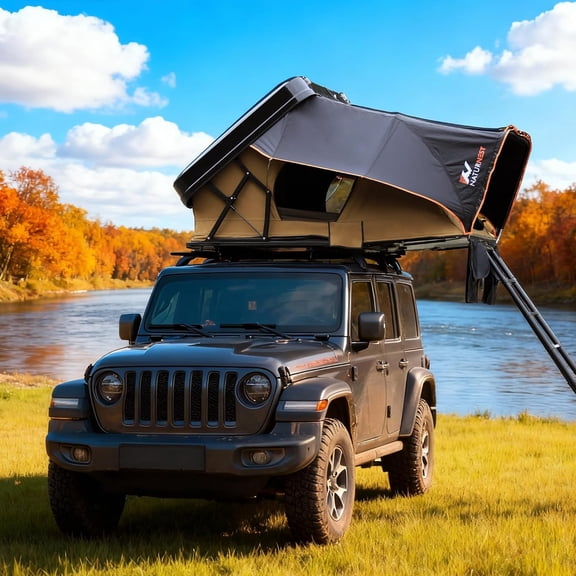 Naturnest Vehicle Roof Top Tent Sirius 2 ABS Hard Shell with Skylight Window & Ladder for SUV Truck Van Jeep Camping