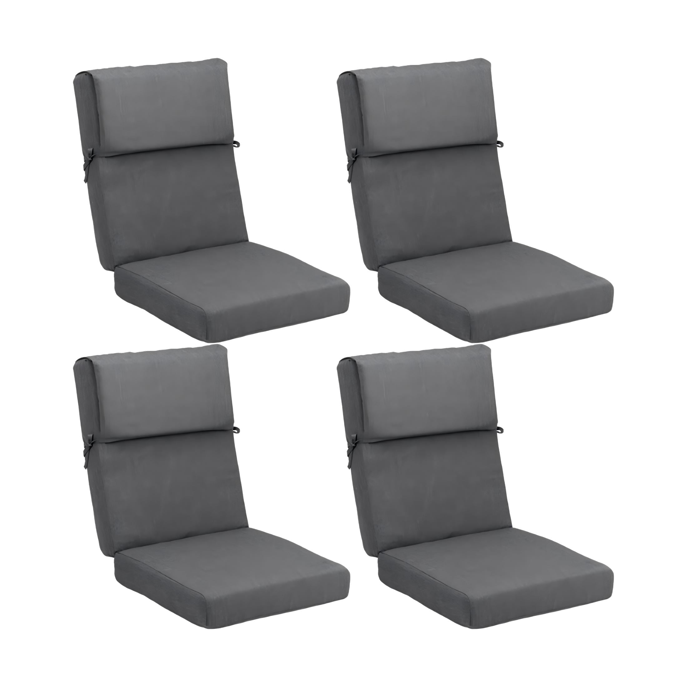 Naturoasis Outdoor Chair Cushions Set of 4 with Back & Headrest – 12-Piece Waterproof Patio Cushions, Oxford Fabric, 28D Foam, Fade-Resistant for Adirondack Chairs,Carbon Black