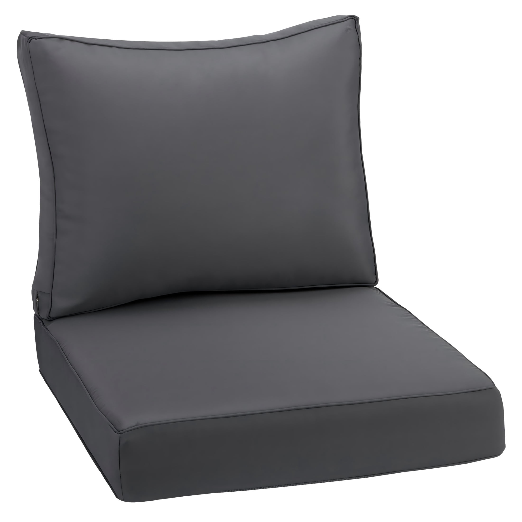 Naturoasis Outdoor Seat Cushion Set 24 x 24×4.7 Inch, Waterproof & Fade Resistant Seat and Back Cushion with Removable Cover,Thick Deep Seating Pads for Outside Chair Sofa Couch,Dark Grey