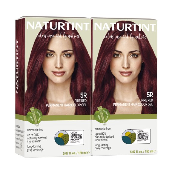 Naturtint 5R Fire Red Permanent Hair Color, 2 Pack (Packaging May Vary)