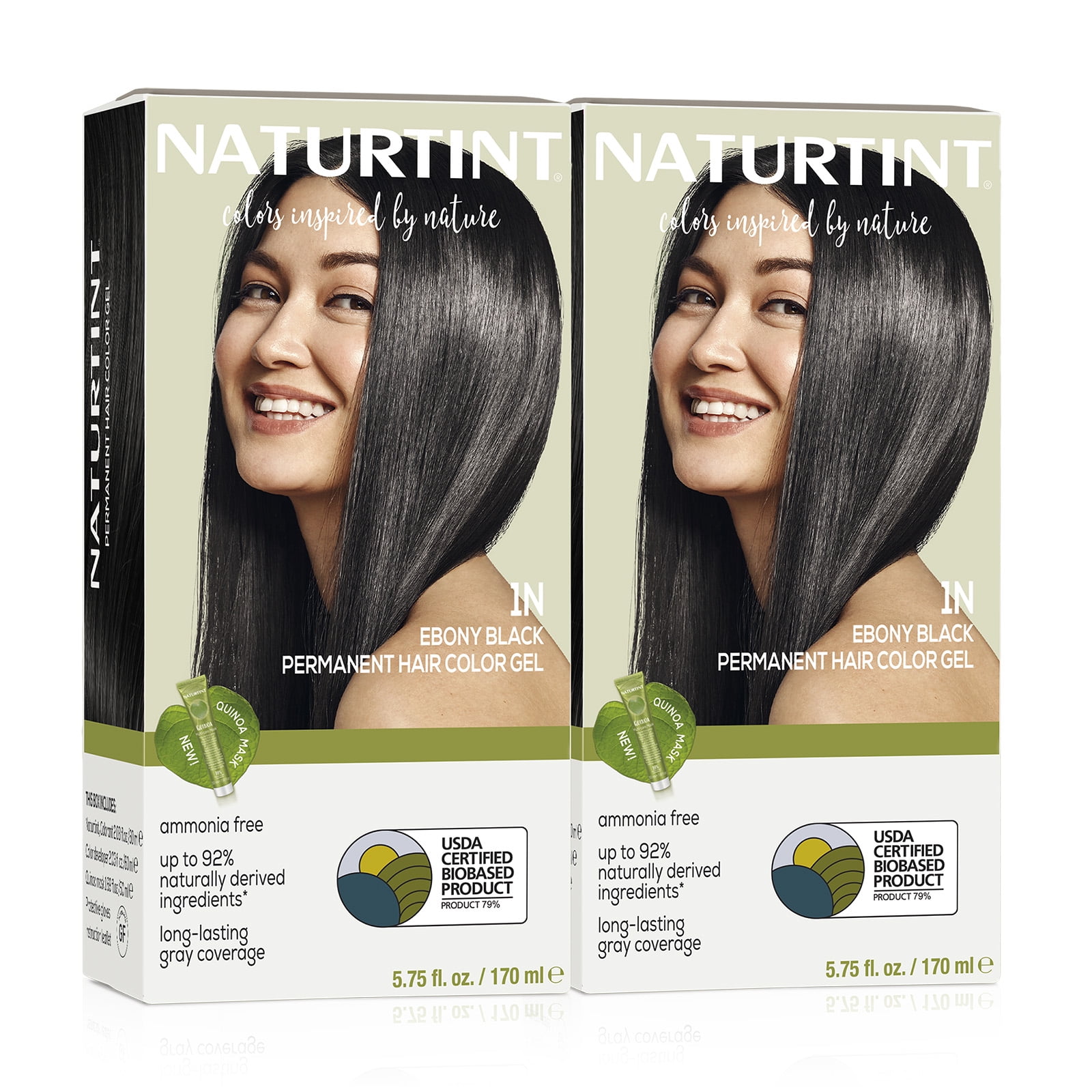 Naturtint Permanent Hair Color 1N Ebony Black, Pack of 2, Ammonia Free ...