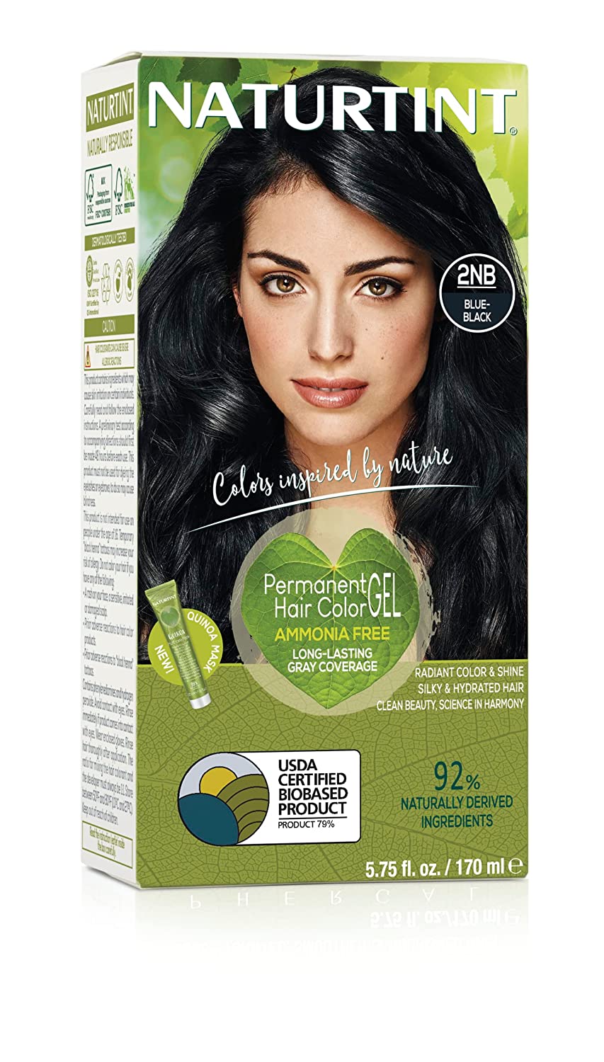 Naturtint Permanent Hair Color 2NB Blue Black (Pack of 1), Ammonia Free, Vegan, Cruelty Free, up