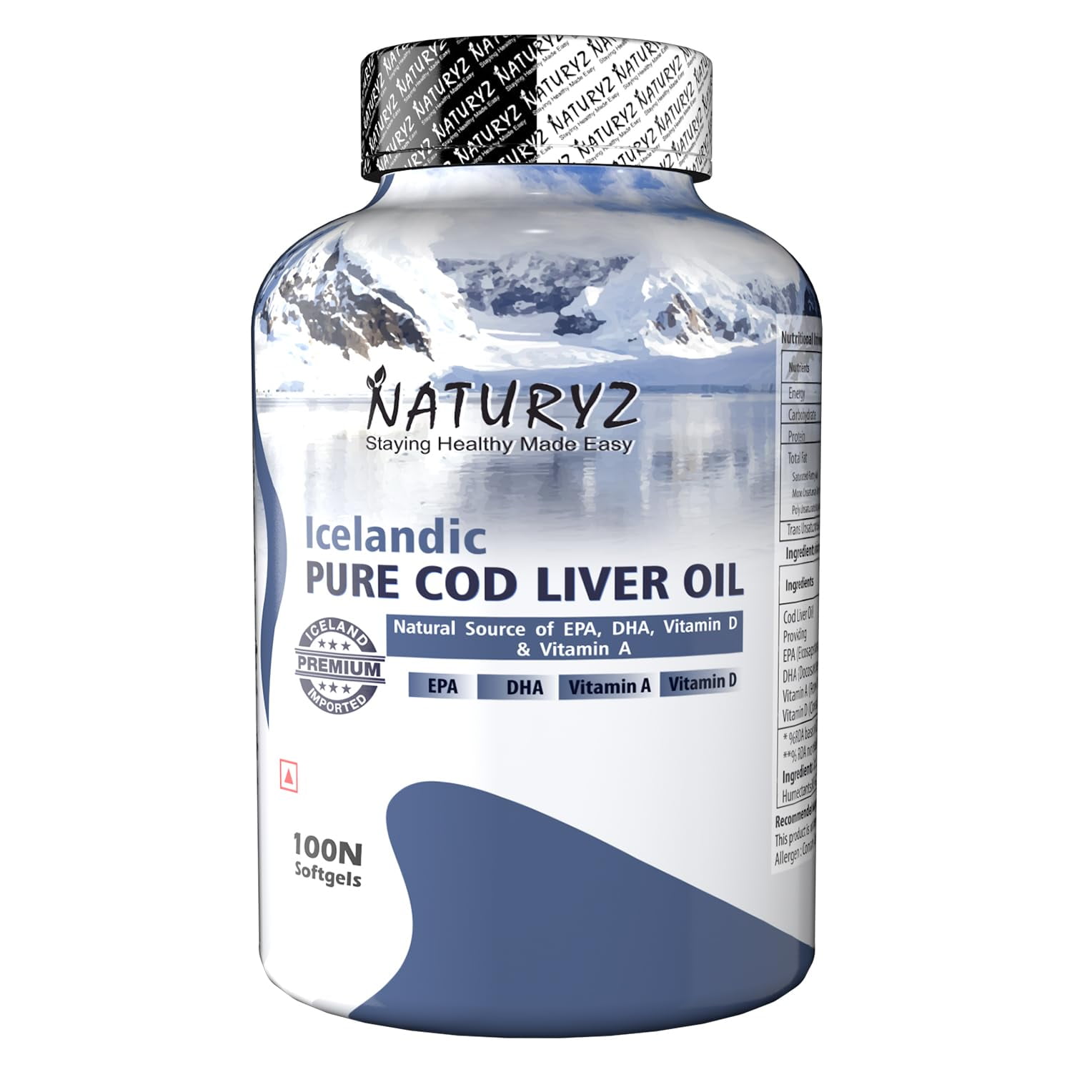 Naturyz Imported Icelandic Cod Liver Oil Capsules With Natural Omega 3 (Epa & Dha), Rich In