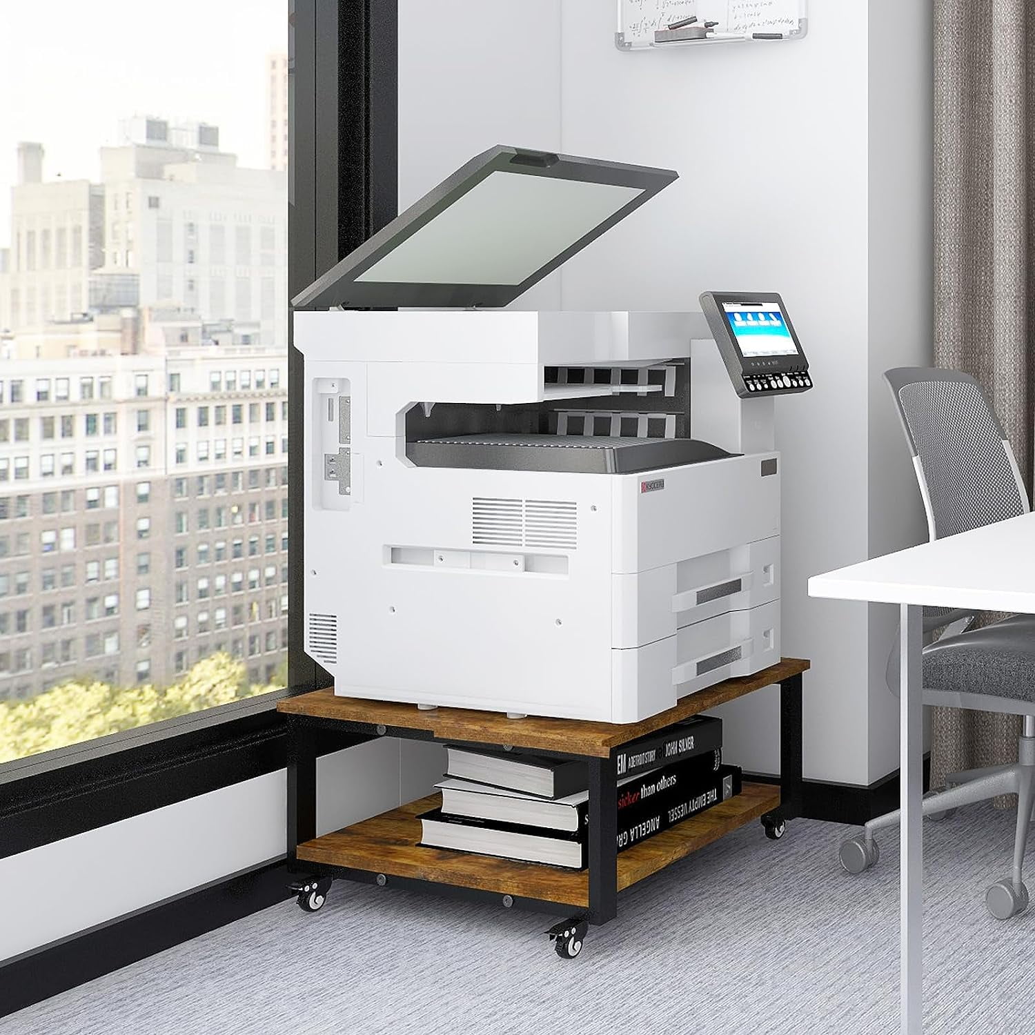 2 Tier Laser Printer Stand,23.6''x23.6''x12.6'' Large Printer Table ...