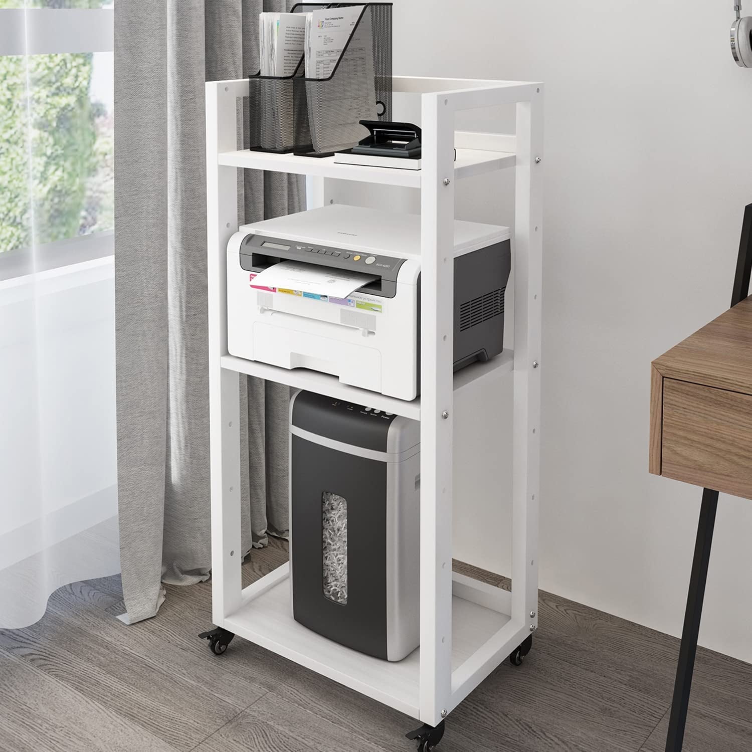 White printer stand with drawers discount