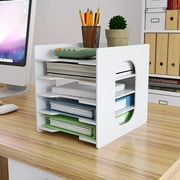Natwind 5 Tiers Paper Organizer for Desk Desktop White File Holder Office Desk Organizer