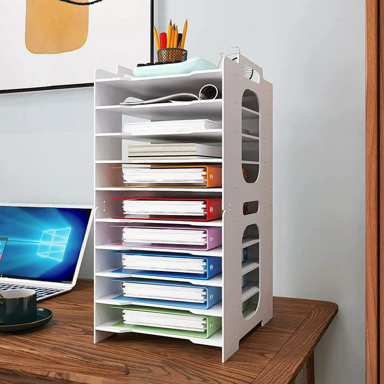 Natwind Office Stackable Paper Organizer for Desk White Desktop File Sorter  Desk Organizer Letter Tray Holder Document Storage Rack for Home Office