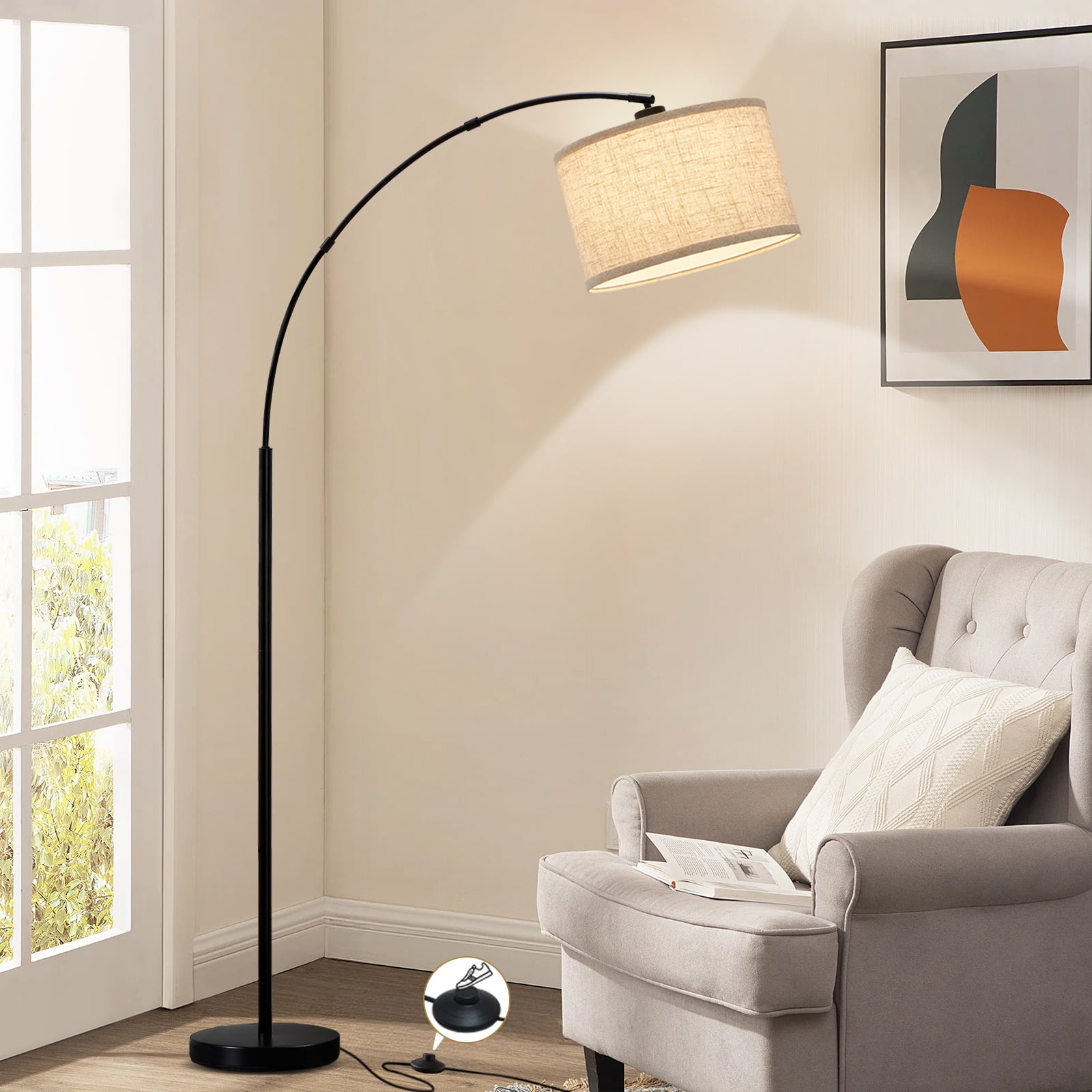Natyswan Modern Arc Floor Lamp for Living and Office Spaces, Adjustable
