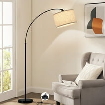 Natyswan Modern Arc Floor Lamps for Living Room Lighting, Modern Arched Lamp with Foot Switch, Adjustable Hanging Shade, Tall Pole Lamp for Bedroom, Office, Bulb Not Included
