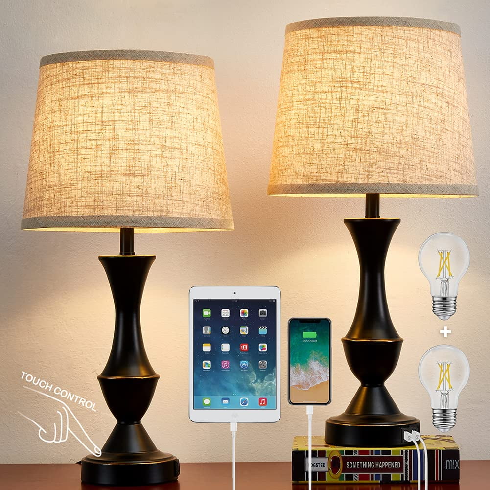 Natyswan Touch Lamps for Bedrooms Set of 2 Bedside Lamp with Dual
