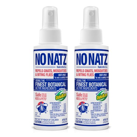 No Natz Botanical Insect Repellent, DEET-Free, Made with Natural Essential Oils, Non-Greasy Formula, Fresh Scent, 4 Fl. Oz. Spray Bottle, 2-Pack