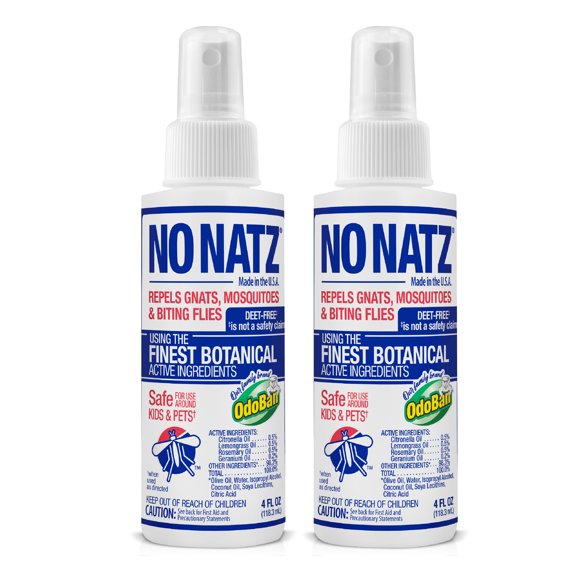No Natz Botanical Insect Repellent, DEET-Free, Made with Natural Essential Oils, Non-Greasy Formula, Fresh Scent, 4 Fl. Oz. Spray Bottle, 2-Pack