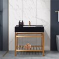 thumbnail image 1 of Nauders 36" Single Stainless Steel Vanity Console in Brushed Gold with Imperial Black Stone Countertop without Mirror, 1 of 5