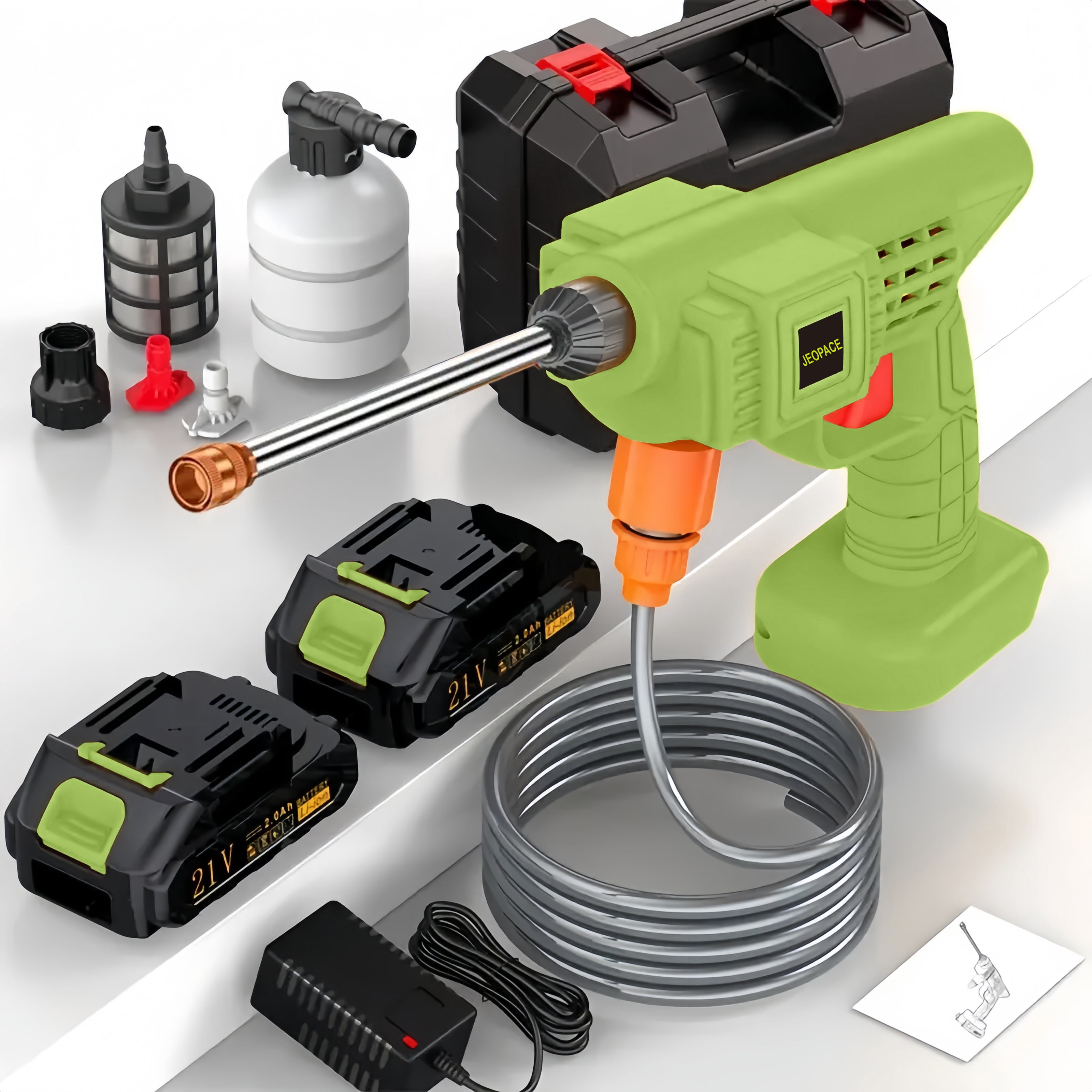 Naudhenm 350 Psi 2 Gpm Battery-Powered Pressure Washer with Quick Connect Tips