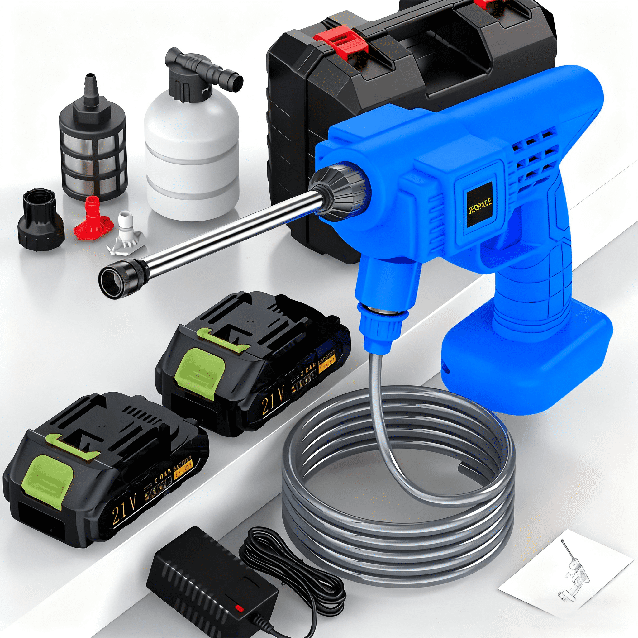 Naudhenm 350 Psi 2 Gpm Battery-Powered Pressure Washer with Quick Connect Tips