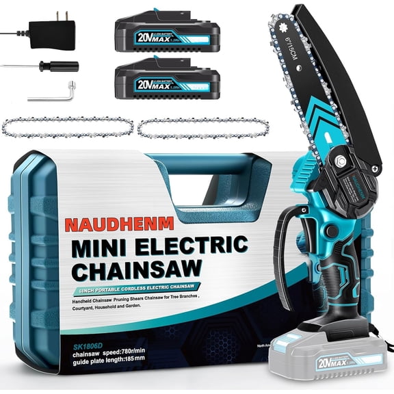 Naudhenm 6-Inch Battery Chainsaw, 12V Anti-Vibration