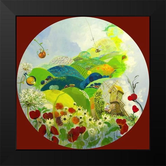 Naudin, Genevieve 12x12 Black Modern Framed Museum Art Print Titled - Que la campagne est ronde !
