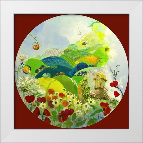 Naudin, Genevieve 12x12 White Modern Wood Framed Museum Art Print Titled - Que la campagne est ronde !