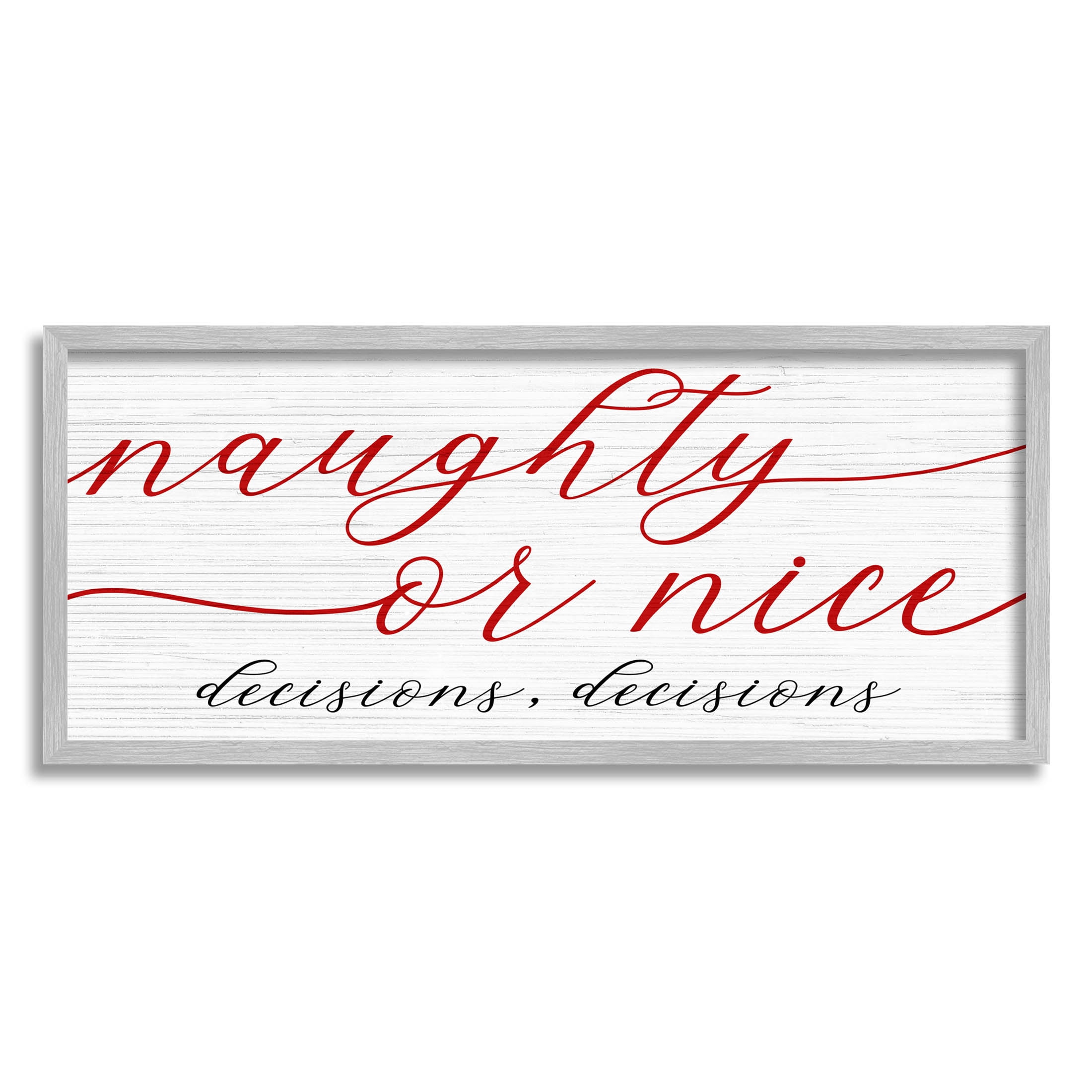 Naught Or Nice Decisions Humor Holiday Graphic Art Gray Framed Art Print Wall Art