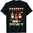 thumbnail image 1 of Naughty And I Gnome It Christmas Three Gnomes Pajama mas T-Shirt, 1 of 3