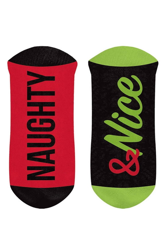 Naughty And Nice No Show Adult Christmas Festive Holiday Socks