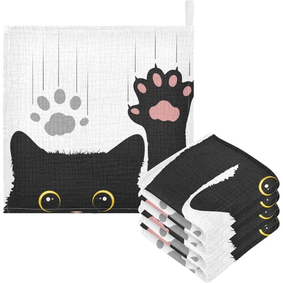 Naughty Cat Scratches Baby Muslin Washcloths Super Soft Absorbent Face Towel,Cute Funny Paw Burp Cloths Cotton Bath Wipes 3 Pack Wash Cloth for Newborn Boys Girls 12x12 inches
