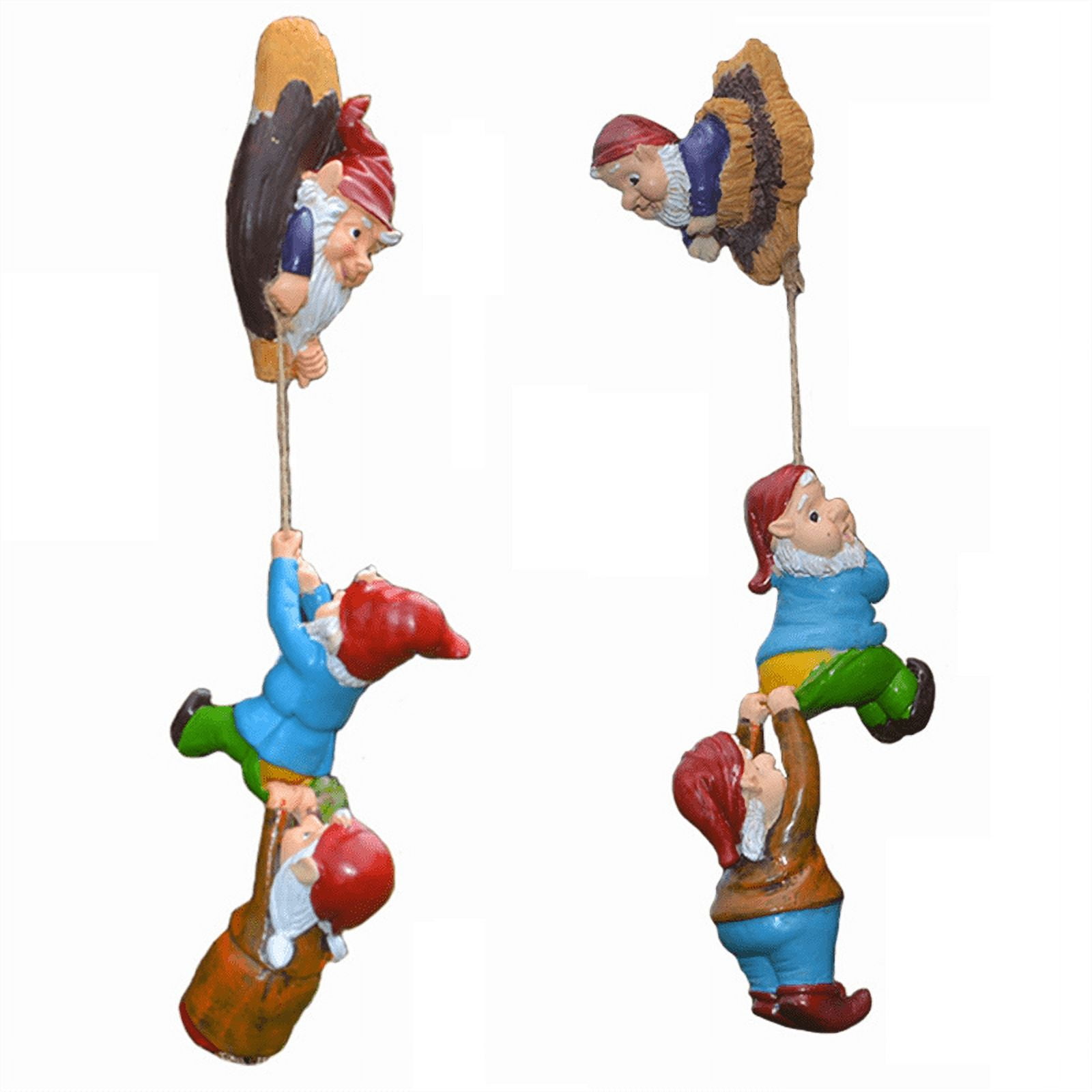 Naughty Climbing Rope Fairy Garden Gnomes Statue, Resin Gnome Tree ...