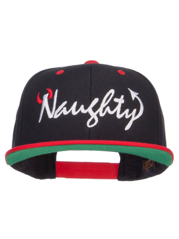 Naughty Devil Embroidered Two Tone Snapback - Black Red OSFM