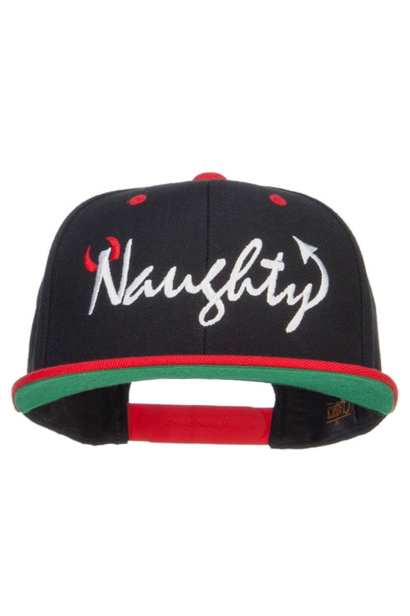 Naughty Devil Embroidered Two Tone Snapback - Black Red OSFM