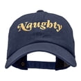 thumbnail image 1 of Naughty Embroidered Unstructured Pigment Dyed Cotton Cap - Navy OSFM, 1 of 5