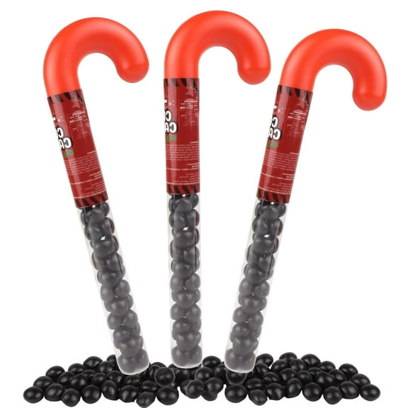 Naughty List Coal Candy Canes, Christmas Stocking Stuffers, Pack of 3, 1.41 Ounces per Tube